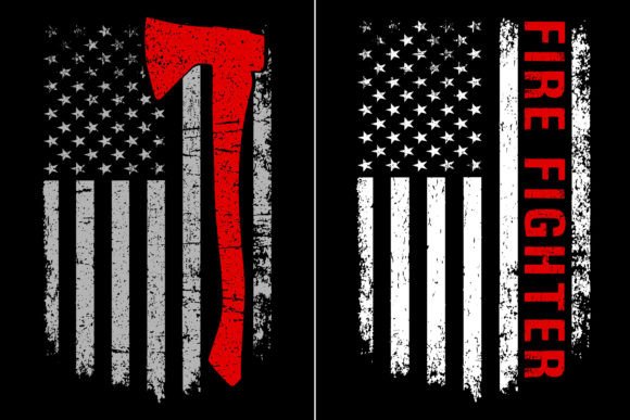 American Firefighter and Axe Flag Design Graphics