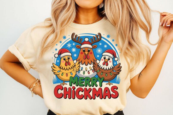 Festive Chicken Trio: Graphics for T-Shirt Designs