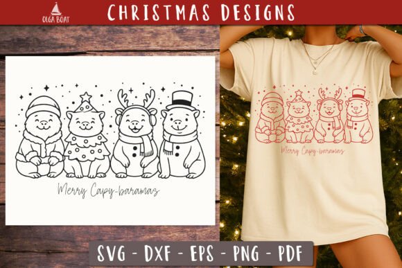 Funny Christmas Capybara SVG Design Graphics