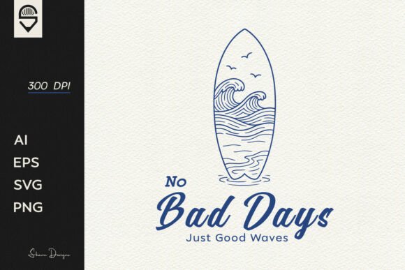 Minimalist Surfboard Ocean Design for T-Shirt Graphics