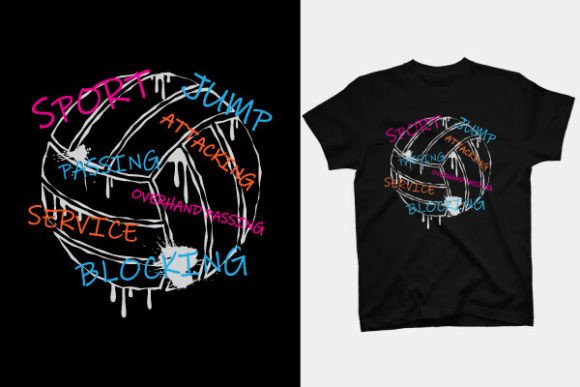 Volleyball Graphics for T-Shirt Designs
